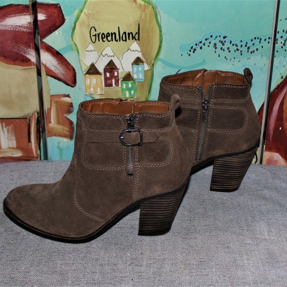 LADIES LUCKY BRAND SIDE ZIP ANKLE BOOTS - 10 - BROWN LEATHER. - Picture 3 of 6